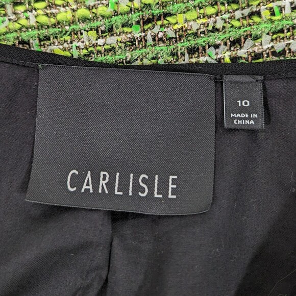 Carlisle Blazer Jacket 10 Boucle Tweed Green Black‎ Trim - Picture 4 of 5